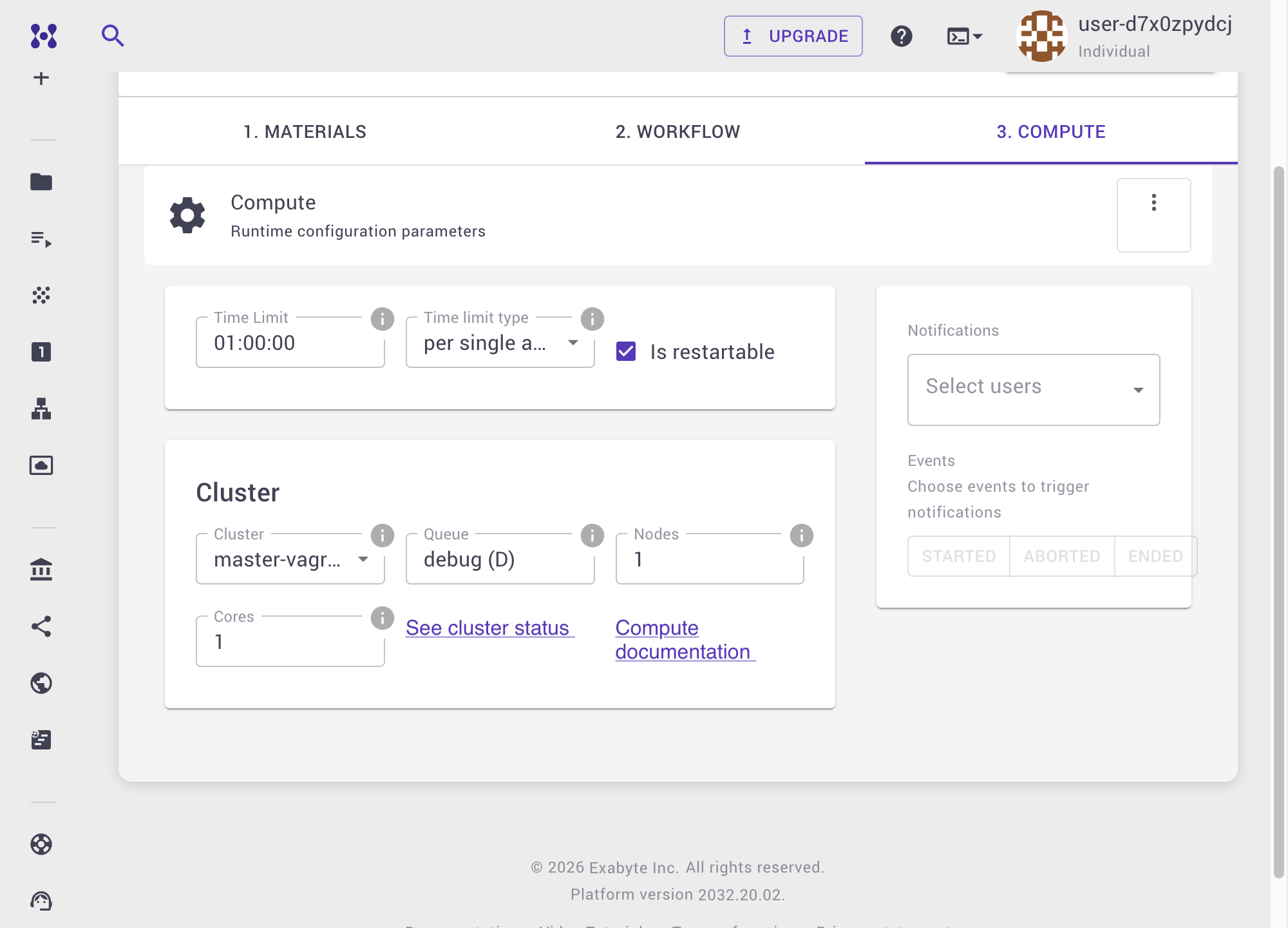 Job Designer compute tab for Formation Energy